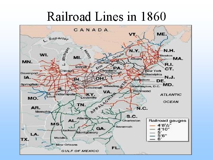 Railroad Lines in 1860 