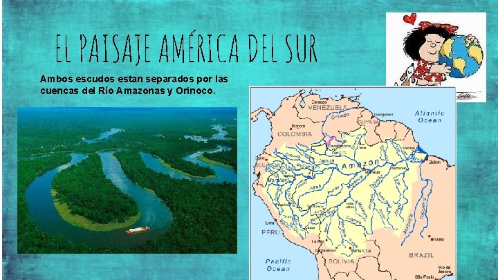 EL PAISAJE AMÉRICA DEL SUR Ambos escudos estan separados por las cuencas del Río