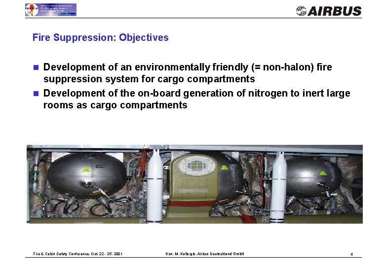 Fire Suppression: Objectives n Development of an environmentally friendly (= non-halon) fire suppression system