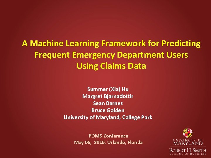 A Machine Learning Framework for Predicting Frequent Emergency Department Users Using Claims Data Summer