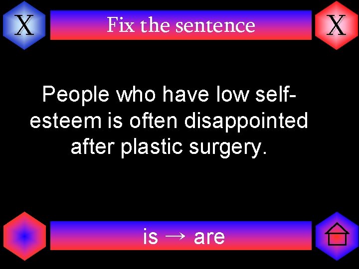 X Fix the sentence People who have low selfesteem is often disappointed after plastic