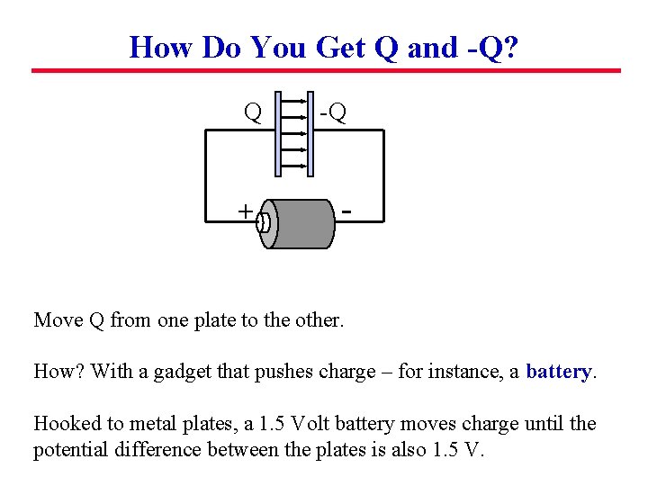 How Do You Get Q and -Q? Q -Q + - Move Q from