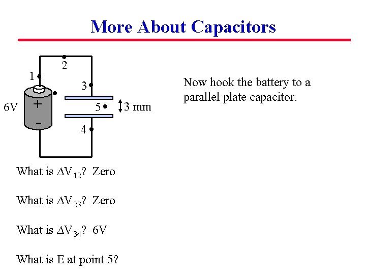 More About Capacitors 2 1 6 V 3 + - 5 4 What is