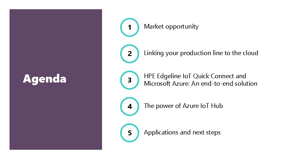 Agenda 1 Market opportunity 2 Linking your production line to the cloud 3 HPE