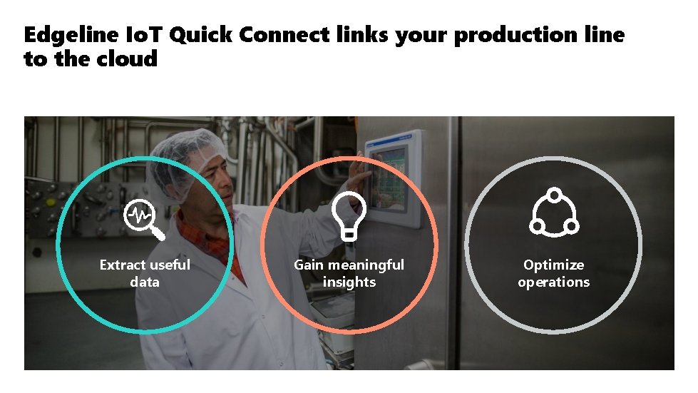 Edgeline Io. T Quick Connect links your production line to the cloud Extract useful
