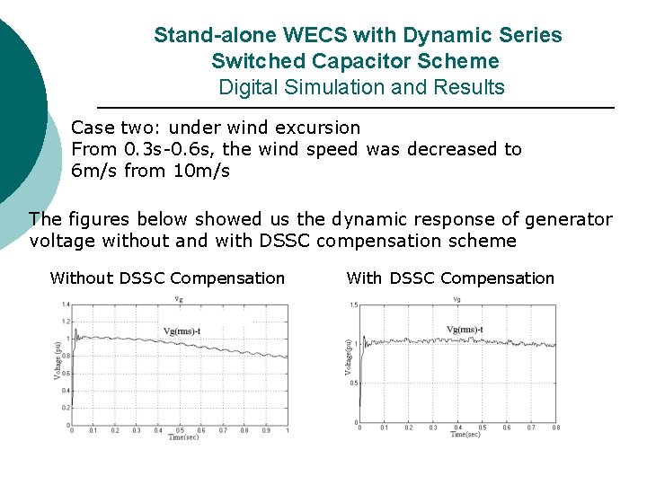Stand-alone WECS with Dynamic Series Switched Capacitor Scheme Digital Simulation and Results Case Stand-alone WECS with Dynamic Series Switched Capacitor Scheme Digital Simulation and Results Case