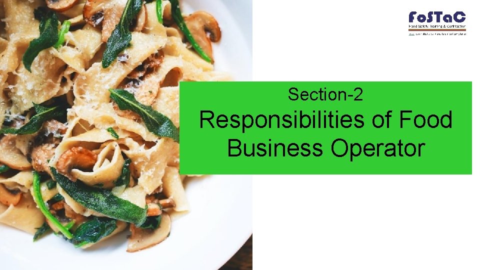Section-2 Responsibilities of Food Business Operator 