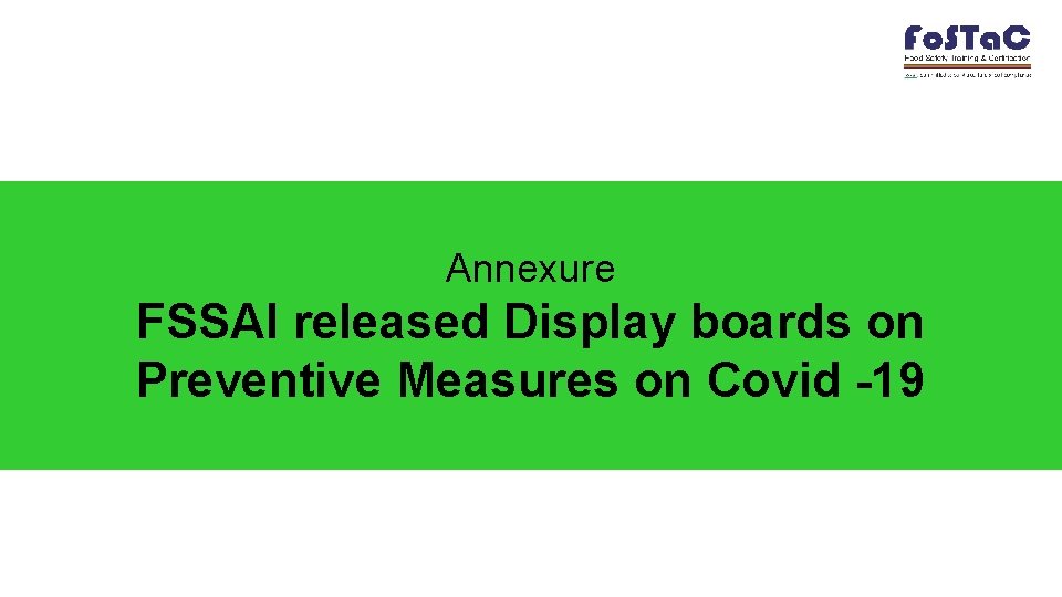 Annexure FSSAI released Display boards on Preventive Measures on Covid -19 