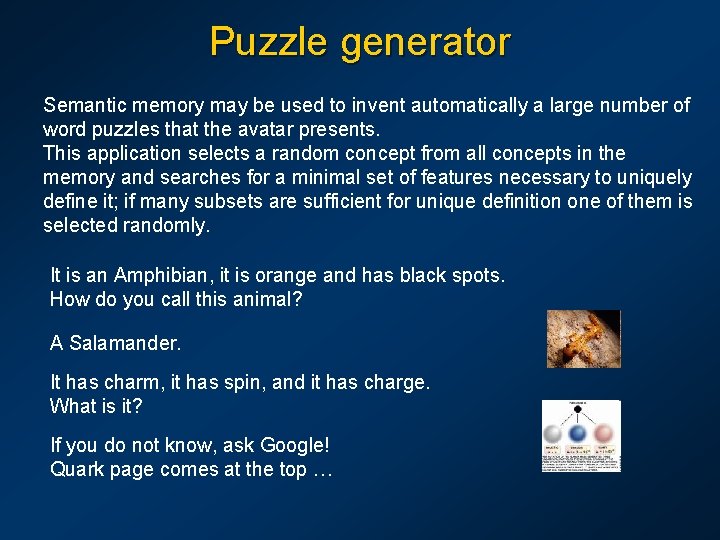Puzzle generator Semantic memory may be used to invent automatically a large number of