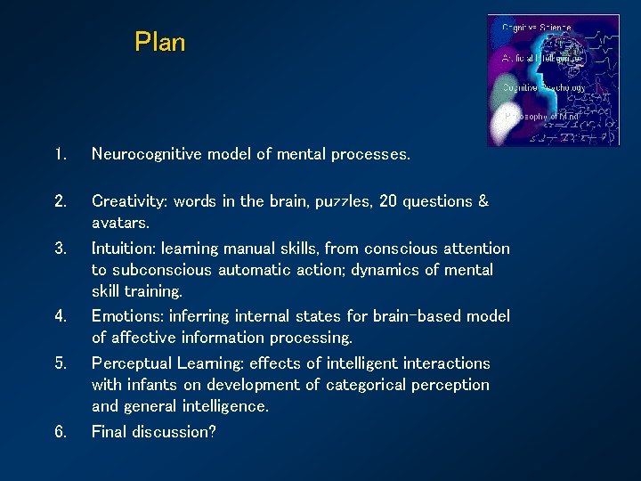 Plan 1. Neurocognitive model of mental processes. 2. Creativity: words in the brain, puzzles,