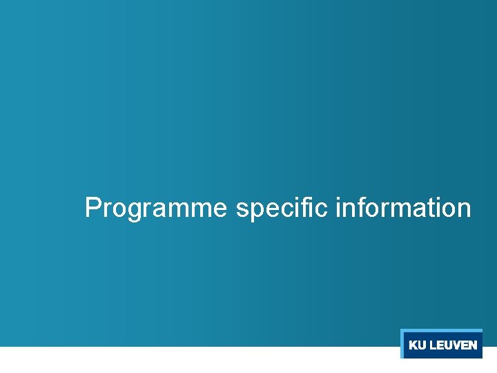 Programme specific information 