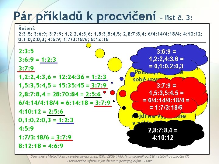 Pár příkladů k procvičení – list č. 3: Řešení: 2: 3: 5; 3: 6: