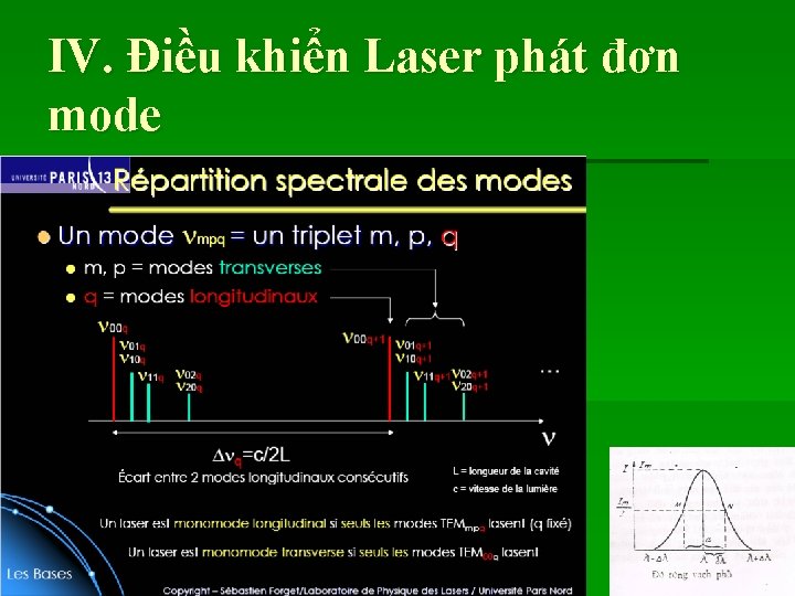 IV. Điều khiển Laser phát đơn mode 