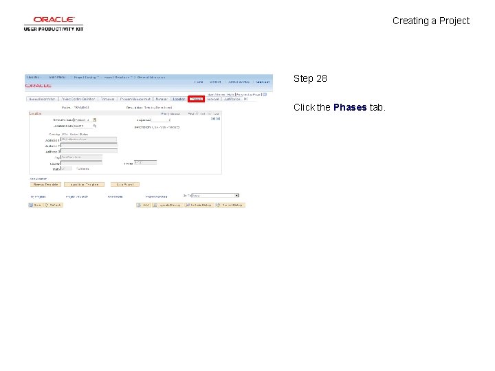 Creating a Project Step 28 Click the Phases tab. 