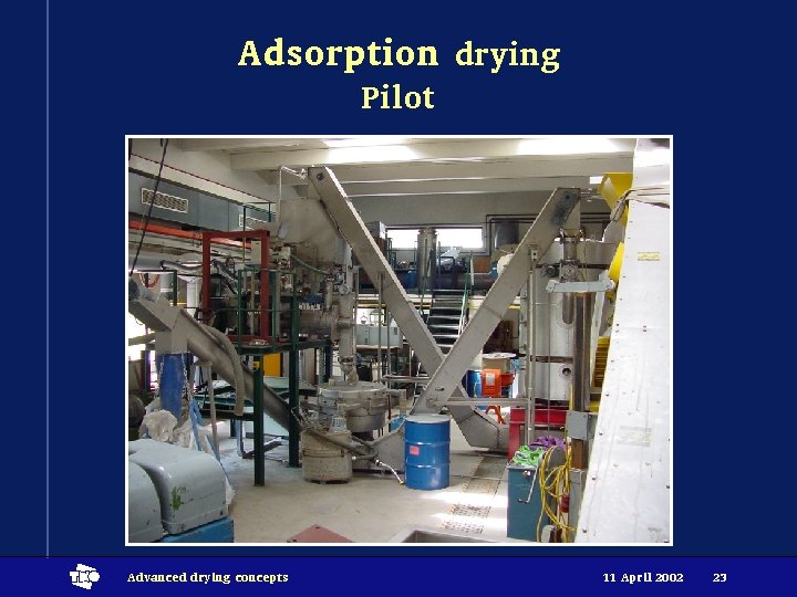 Adsorption drying Pilot t Advanced drying concepts 11 April 2002 23 