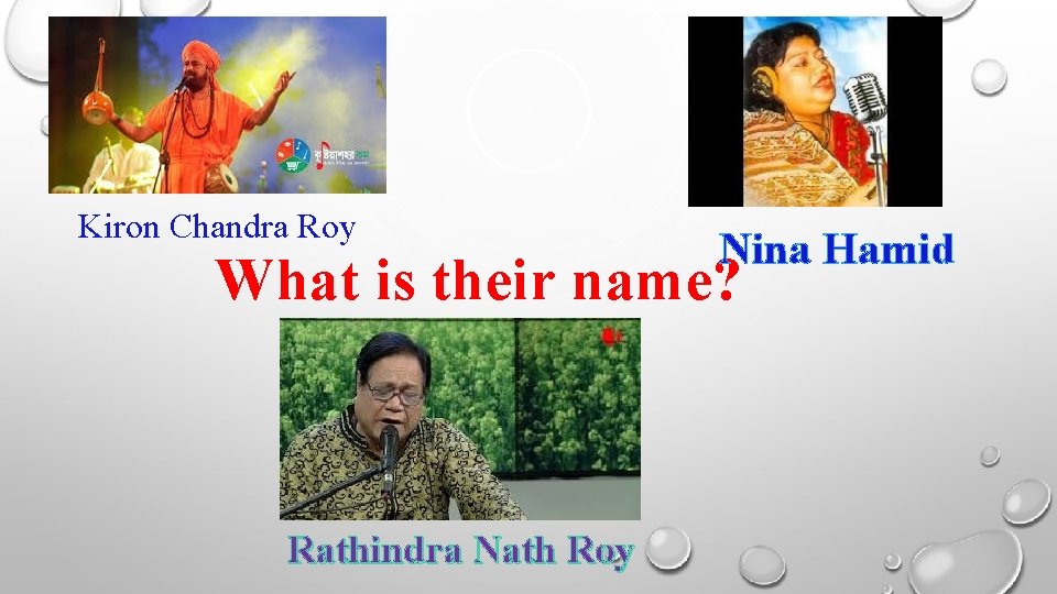 Kiron Chandra Roy Nina Hamid What is their name? Rathindra Nath Roy 