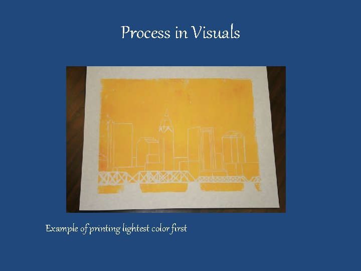 Process in Visuals Example of printing lightest color first 