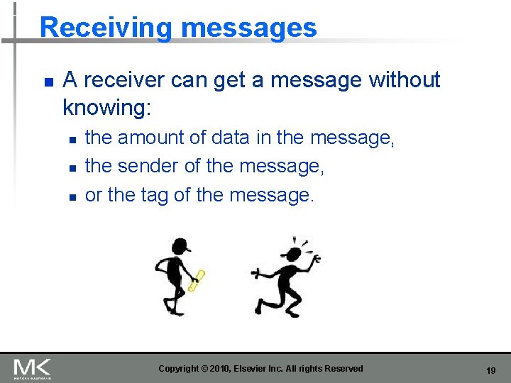 Receiving messages n A receiver can get a message without knowing: n n n