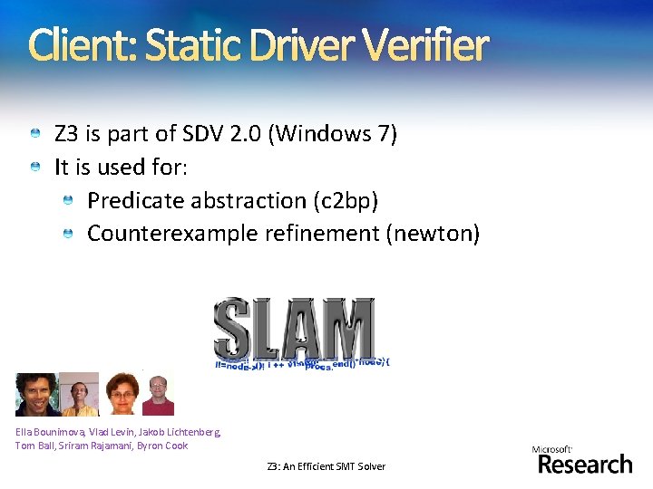 Client: Static Driver Verifier Z 3 is part of SDV 2. 0 (Windows 7)