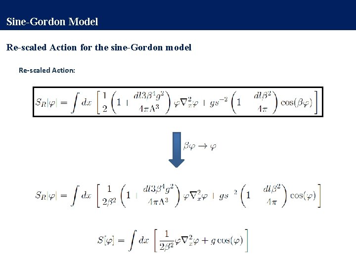Sine-Gordon Model Re-scaled Action for the sine-Gordon model Re-scaled Action: 