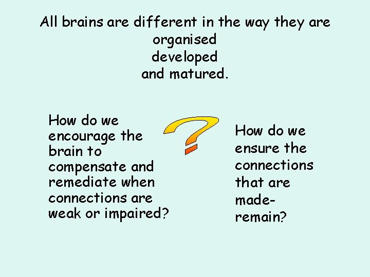 All brains are different in the way they are organised developed and matured. How All brains are different in the way they are organised developed and matured. How