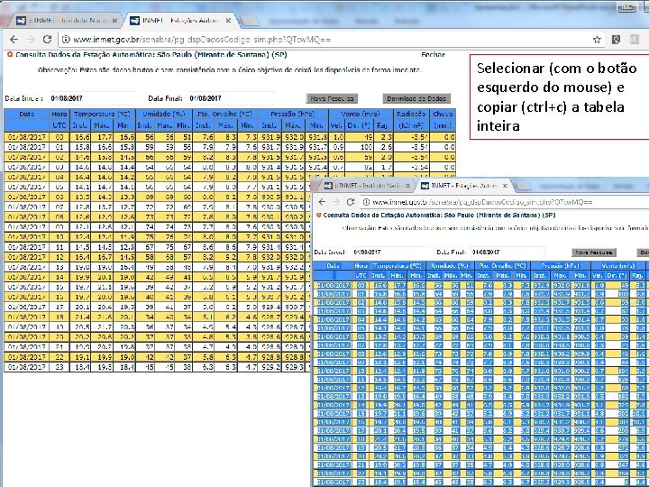 Selecionar (com o botão esquerdo do mouse) e copiar (ctrl+c) a tabela inteira 