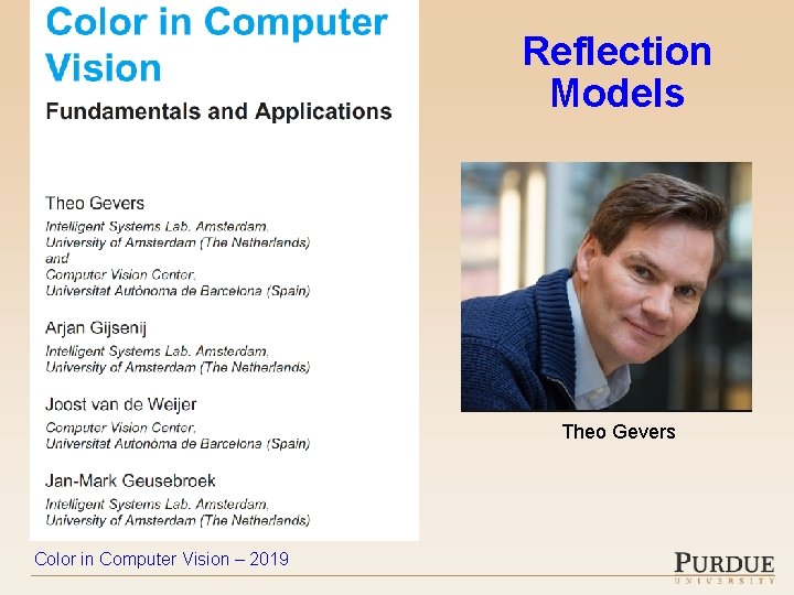 Reflection Models Theo Gevers Color in Computer Vision – 2019 