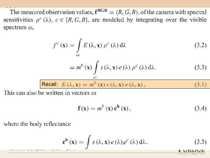 Recall: Color in Computer Vision – 2019 