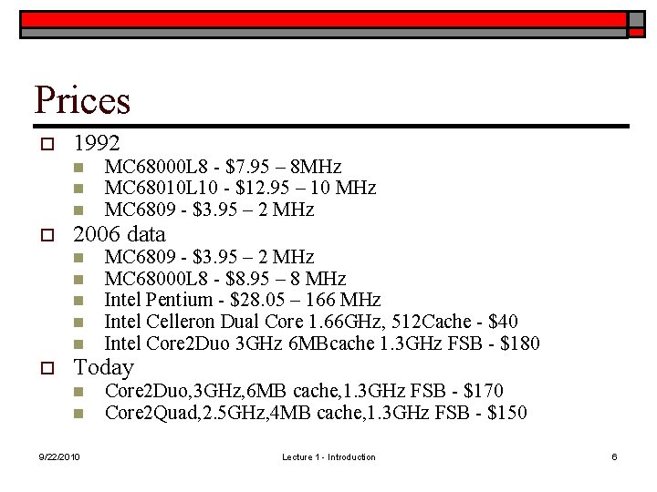 Prices o 1992 n n n o 2006 data n n n o MC Prices o 1992 n n n o 2006 data n n n o MC