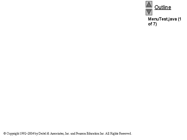 Outline Menu. Test. java (1 of 7) © Copyright 1992– 2004 by Deitel &