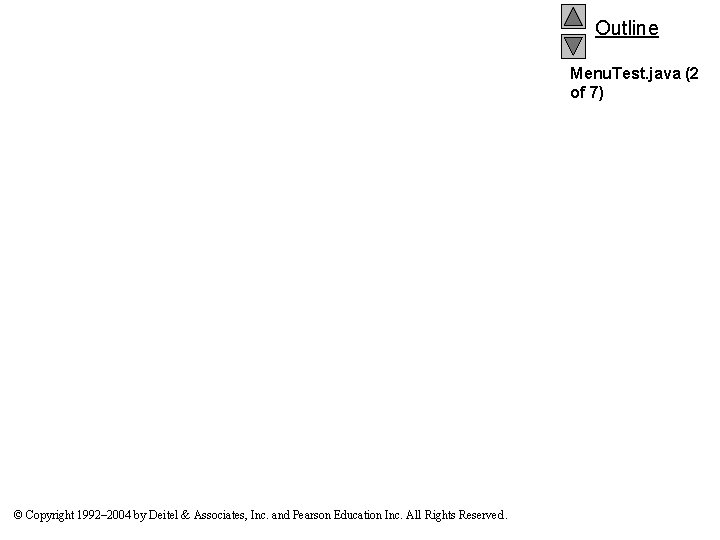 Outline Menu. Test. java (2 of 7) © Copyright 1992– 2004 by Deitel &