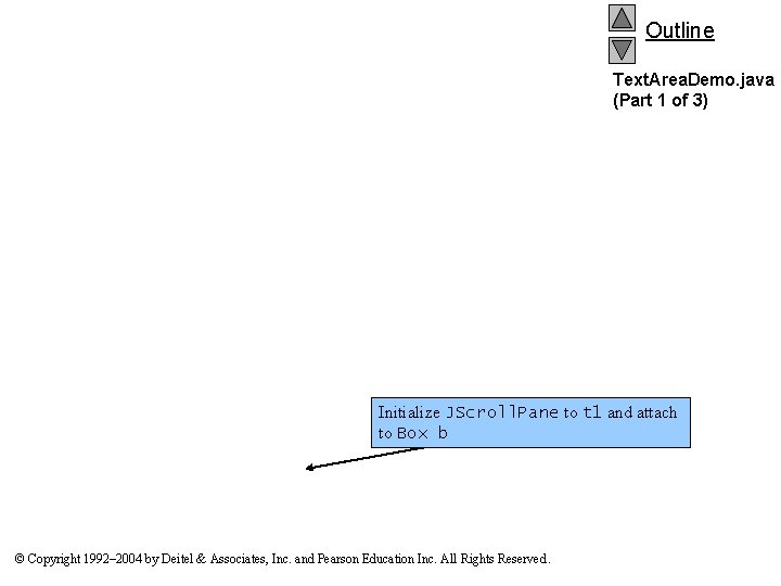 Outline Text. Area. Demo. java (Part 1 of 3) Initialize JScroll. Pane to t