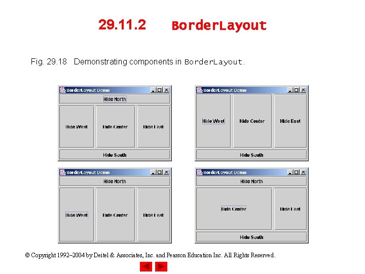 29. 11. 2 Border. Layout Fig. 29. 18 Demonstrating components in Border. Layout. ©