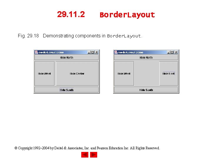 29. 11. 2 Border. Layout Fig. 29. 18 Demonstrating components in Border. Layout. ©