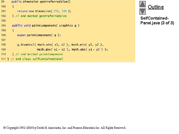 Outline Self. Contained. Panel. java (3 of 3) © Copyright 1992– 2004 by Deitel