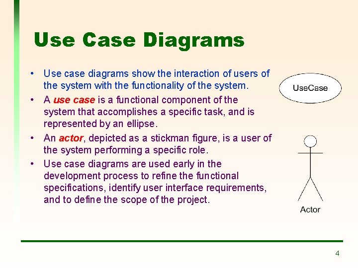 Use Case Diagrams • Use case diagrams show the interaction of users of the Use Case Diagrams • Use case diagrams show the interaction of users of the