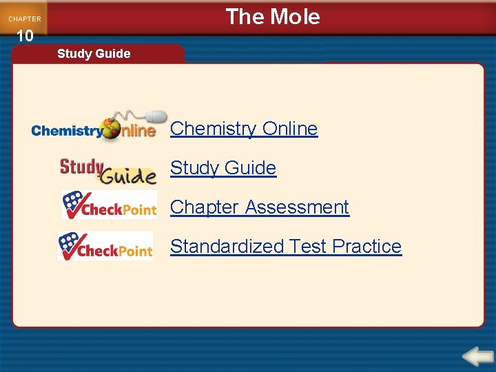 The Mole CHAPTER 10 Study Guide Chemistry Online Study Guide Chapter Assessment Standardized Test