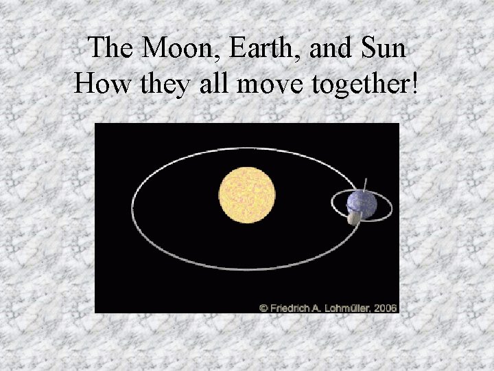 The Moon, Earth, and Sun How they all move together! 