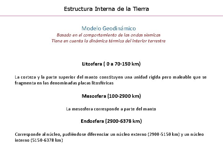 Estructura Interna de la Tierra Modelo Geodinámico Basado en el comportamiento de las ondas