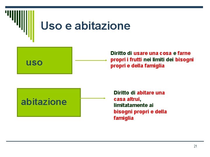 Uso e abitazione uso abitazione Diritto di usare una cosa e farne propri i