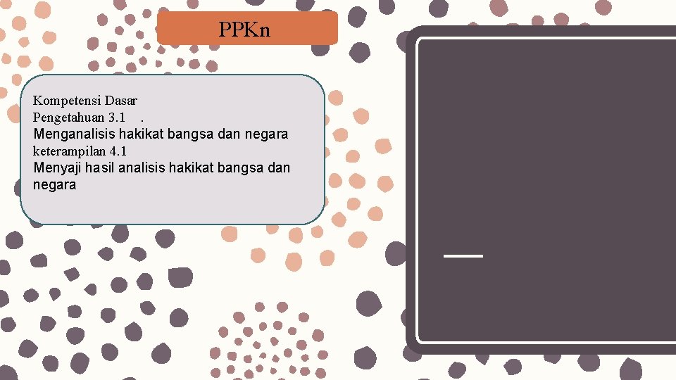 PPKn Kompetensi Dasar Pengetahuan 3. 1. Menganalisis hakikat bangsa dan negara keterampilan 4. 1