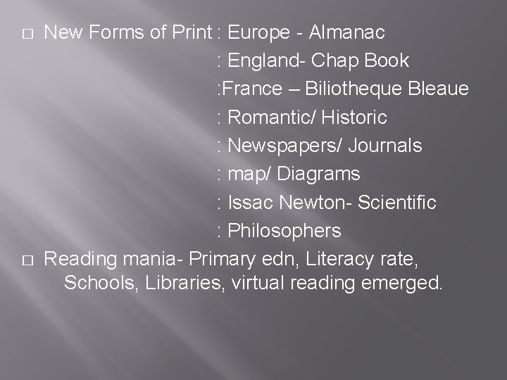 � � New Forms of Print : Europe - Almanac : England- Chap Book