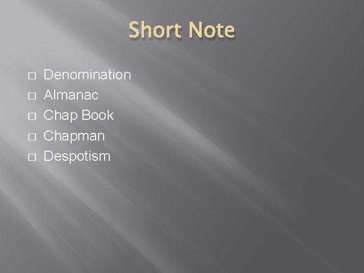 Short Note � � � Denomination Almanac Chap Book Chapman Despotism 
