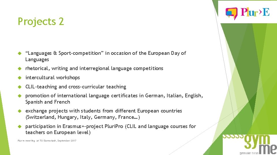 Projects 2 “Languages & Sport-competition” in occasion of the European Day of Languages rhetorical,