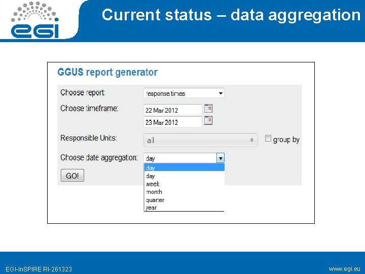 Current status – data aggregation EGI-In. SPIRE RI-261323 www. egi. eu 