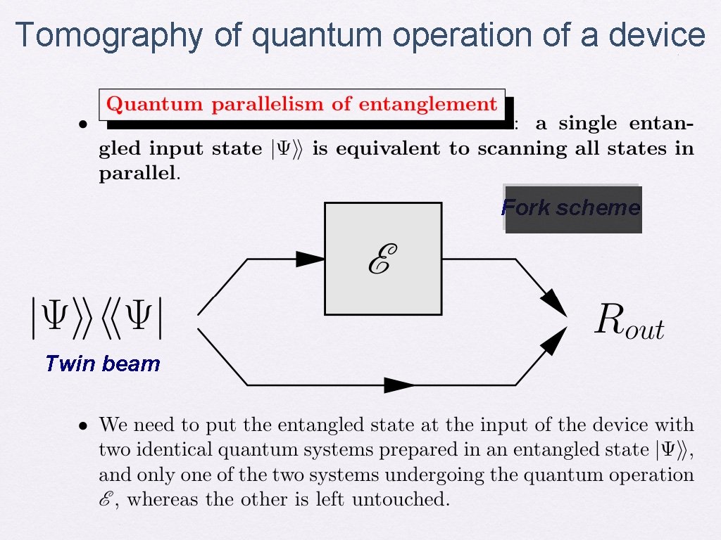 Tomography of quantum operation of a device Fork scheme Twin beam 