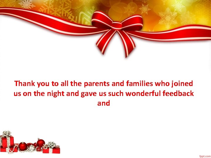 Thank you to all the parents and families who joined us on the night