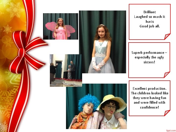 Brilliant Laughed so much it hurts Good job all. Superb performance – especially the