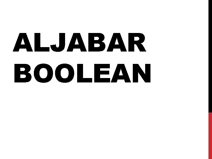 ALJABAR BOOLEAN 