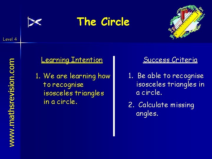 The Circle www. mathsrevision. com Level 4 Learning Intention 1. We are learning how